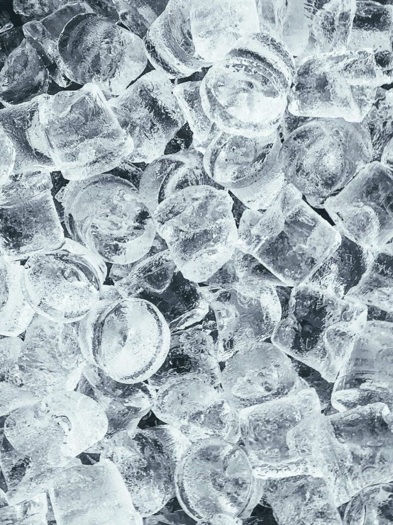 Ice cubes from a commercial ice maker