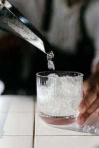 Pouring ice chips