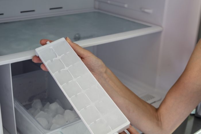 An image of ice cubes in an ice tray
