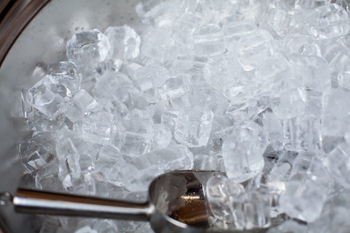 ice cubes with metal scooper
