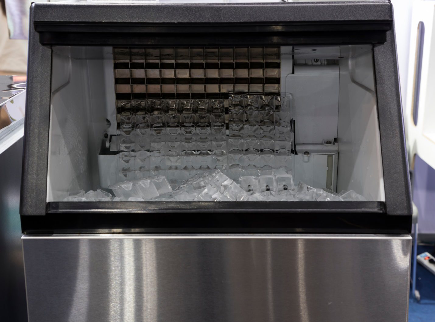 a silver ice machine