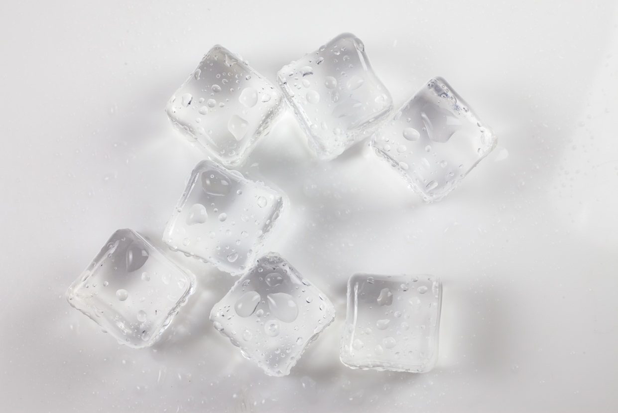 An image of cubes from an ice machine on a white background 